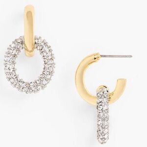 Talbots Two Tone Crystal Hoop Earrings